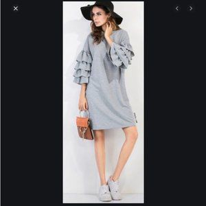 Ruffled Gray Dress - Size Medium